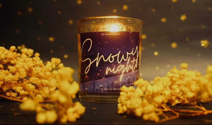 Red candle with white label